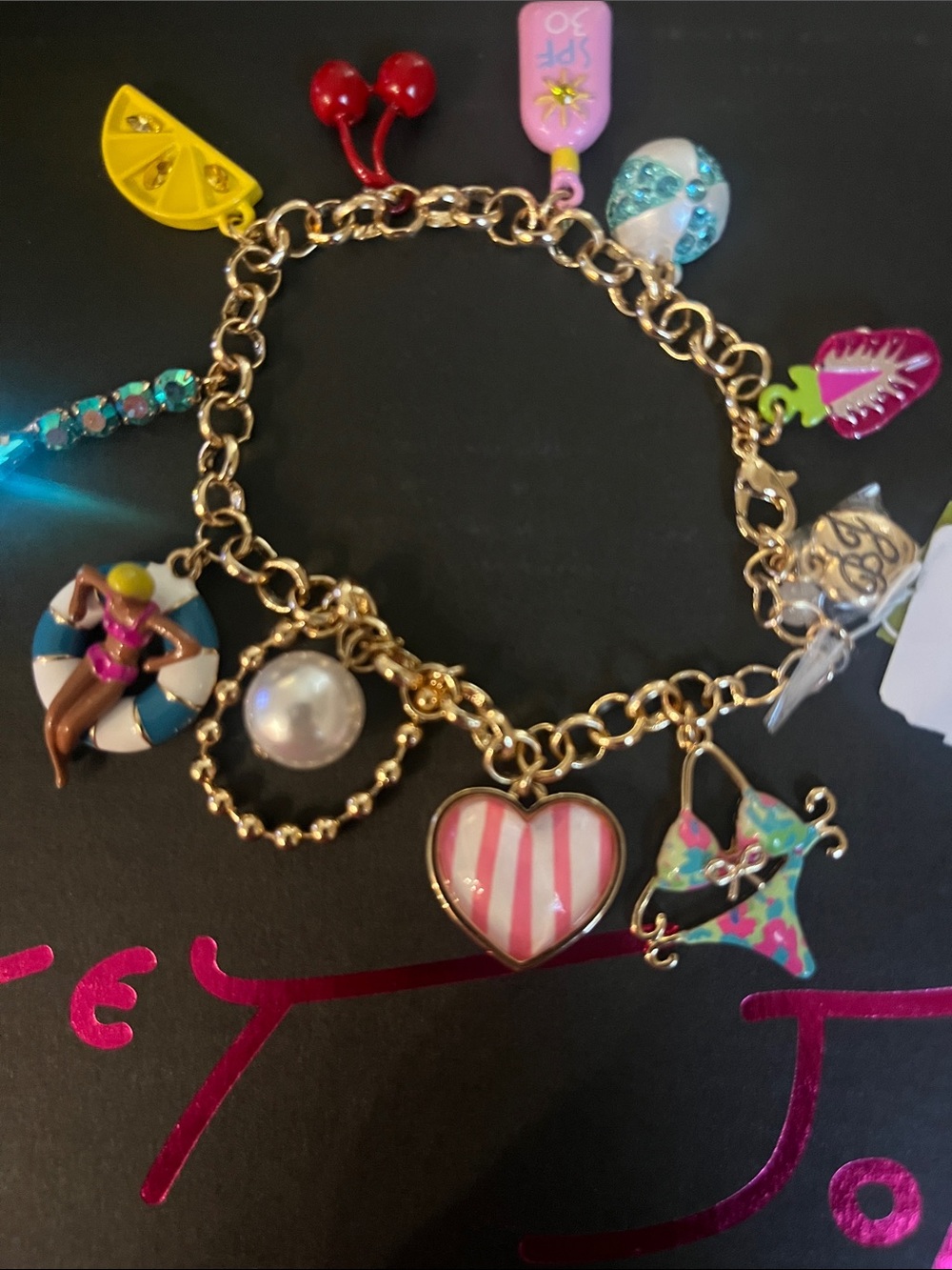 Betsey Johnson Gold-Tone Beach Charm Bracelet - Multicolor Charms - Picture 2 of 6